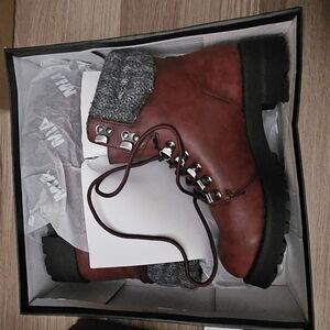 Women's Red and Gray Ankle Boots